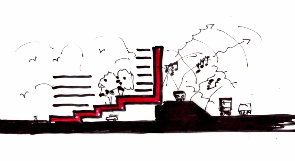 Eerste schets Rhapsody in West. Beeld Tangram Architekten