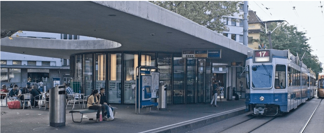 Tramhalte Limatplatz, Zürich. Beeld: Urban Identity